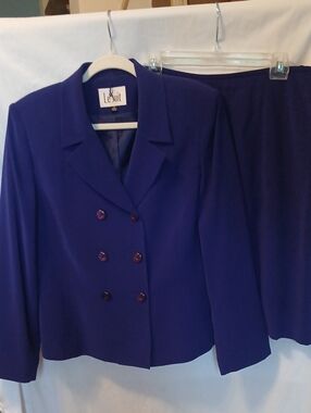 Le Suit Purple Women's Double-Breasted  Skirt Suit SEE VIDEO!